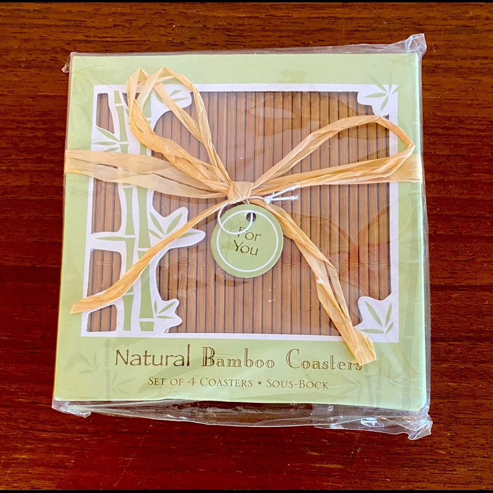 Set of 4 Kate Aspen Natural Bamboo Coasters